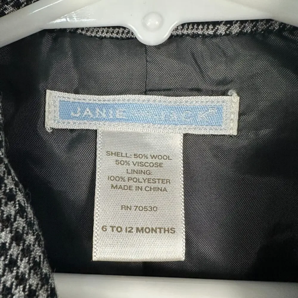Janie and Jack Boys 6-12 Months Wool Blend Plaid Grey Blazer Suit Jacket Holiday